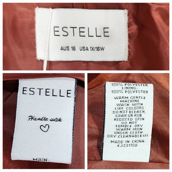 Estelle Georgie Trench Coat 1X 16W Women Ginger Orange Red Pockets EJ231100 NEW - Picture 5 of 16